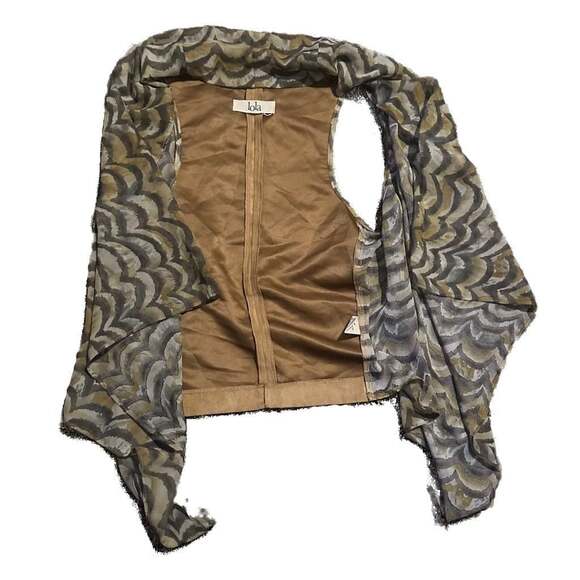 Lola Brown and Tan Retro Suede back Western Y2K Bohemian Vest - Picture 7 of 9